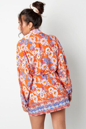 Korte kimono paarse bloemen - multi h5 Afbeelding6